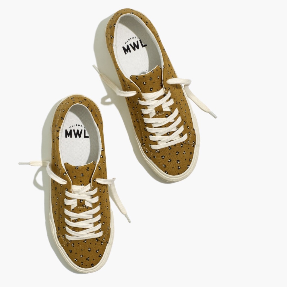 Madewell Sidewalk Low-Top Sneakers in Mini Leopard (Re)sourced Canvas Sz 8